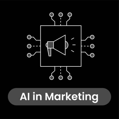 AI Güçlü Pazarlama Simgesi. Pazarlama Teknolojisi Simgesi. Dijital Pazarlama Yapay Zekası. Akıllı Reklam Simgesi. Teknoloji Pazarlama Simgesi.