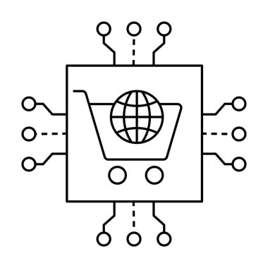 Al-Driven E-Ticaret Simgesi. Otomatik E-ticaret simgesi. Dijital Yapay Zeka Alışveriş Simgesi. Akıllı E-ticaret sistemi simgesi. Teknoloji E-Ticaret AI Simgesi.