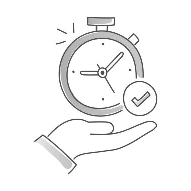 El Çizimi Zaman Yönetimi Sembolü: Verimlilik, Görev Tamamlama, Üretim, Dakiklik, İş Akımı İyimserliği.