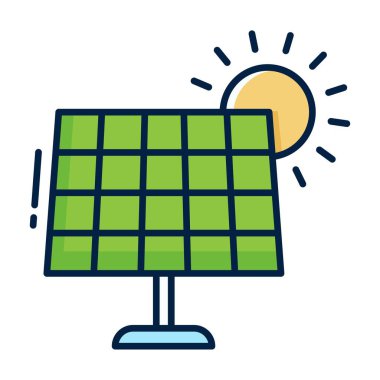 Yenilenebilir Enerji Simgesi: Güneş Enerjisi, Temiz Enerji, Sürdürülebilir Elektrik, Yeşil Teknoloji, Çevre dostu Güç