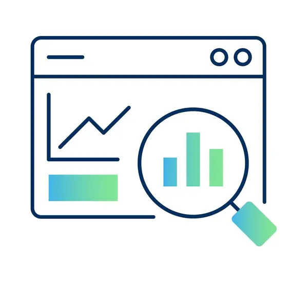 Veriye dayalı analizin kritik rolünü temsil eden, bilgilendirilmiş kararlar almak için veri kullanmaya odaklanan, anahtar eğilimleri belirleyen, iş stratejilerini optimize eden ve sürdürülebilir büyüme için genel verimliliği artıran bir simge.