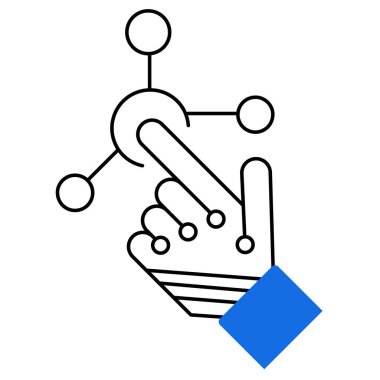 El ve dijital bağlantıları olan dokunmatik ekran etkileşim simgesi, kullanıcı arayüzü tasarımı, dijital etkileşim ve teknoloji.
