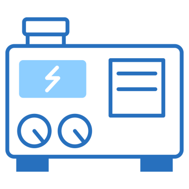 Jeneratör Simgesi Tasarımı. Güç Malzemeleri 'ni temsil ediyorum. Yedek Güç. Elektrik üretimi. Acil durum kullanımı. Vektör simgesi (EPS için) veya Şeffaf PNG (PNG için).