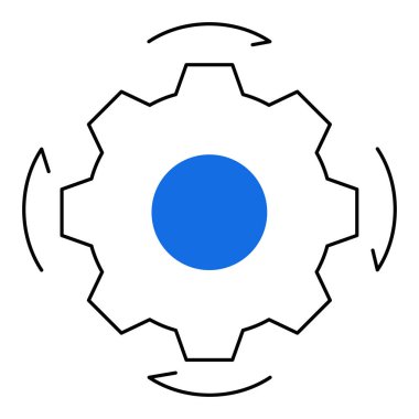 Sistem Bütünleşme Simgesi Tasarımı. Teknoloji Entegrasyonu, Süreç Akımı, Verimlilik, Otomasyon 'u temsil ediyor. Düzenlenebilir Vuruşlu Vektör simgesi.