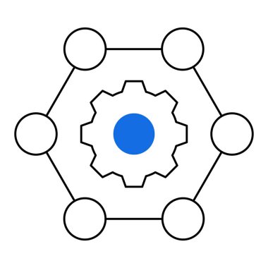 İşlem İyimserleştirme Simgesi Tasarımı. Verimliliği, Kaynak Yönetimini, Teknoloji Entegrasyonunu, Performans Geliştirmesini temsil ediyor. Düzenlenebilir Vuruşlu Vektör simgesi.