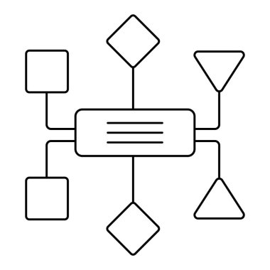 Yarı İş Simgesi Tasarımı. Görev Bölümü, Takım İşbirliği, Verimlilik, Proje Planlama 'yı temsil ediyor. Düzenlenebilir Vuruşlu Vektör simgesi.