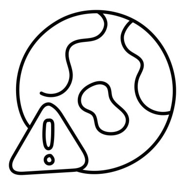 İklim Acil Durum Monolin Simgesi Tasarımı. Küresel Isınma, Çevre Krizi, Sürdürülebilirlik, Acil Eylem 'i temsil ediyor. Düzenlenebilir Vuruşlar ve Renklere sahip vektör simgesi.