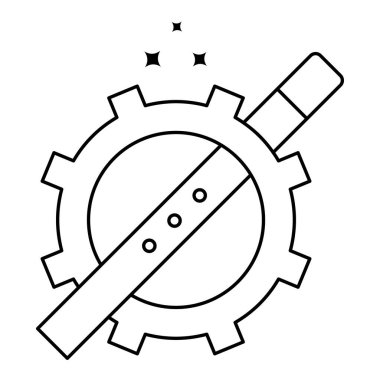 Bu simge, web sitelerinde, uygulamalarda ve kullanıcı arayüzlerinde, basitlik, berraklık ve modern bir dokunuşta kullanılmak üzere Makine Öğrenme Kalibrasyonunu temsil eder. Vektör simgesi.