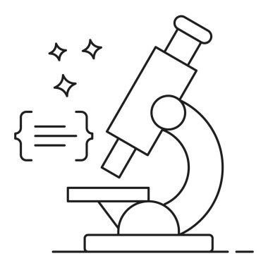 Bu simge, web sitelerinde, uygulamalarda ve kullanıcı arayüzlerinde, basitlik, berraklık ve modern bir dokunuşta kullanılmak üzere AI Research Microscopy 'u temsil etmektedir. Vektör simgesi.