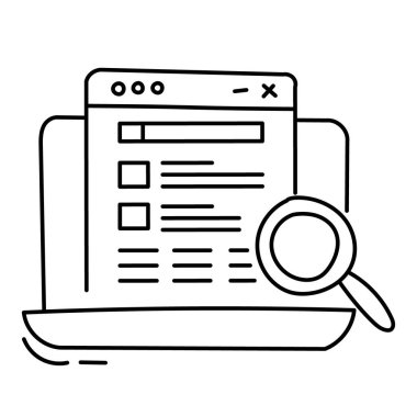 Arama Sonuçları Simge Tasarımı. SEO 'yu temsil ediyorum. İnternet sitesi trafiği. Kullanıcı Arayüzü. Sıralama. Vektör simgesi.