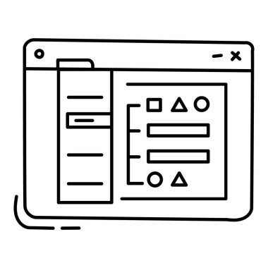 Megamenu Simge Tasarımı. Navigasyonu temsil ediyorum. Tasarım. Kullanıcı Arayüzü. İnternet sitesi. Vektör simgesi.
