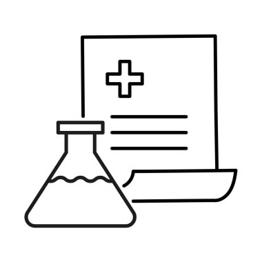 Monoline Deneme Simgesi. Basit Hat Klinik Deneme Simgesi. Minimalist Tıbbi Deney Vektörü.