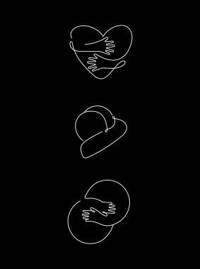 Heart Hug Continuous Line Icon. Circle Hug Monoline Icon clipart