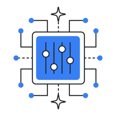 İnce Ayar Simgesi - Yapay Zeka Modelleri Özelleştiriliyor, Hiperparametre Ayarlaması, Yapay Model İyimserleştirmesi, Vektör Düzenleme Vuruşu Simgesi.