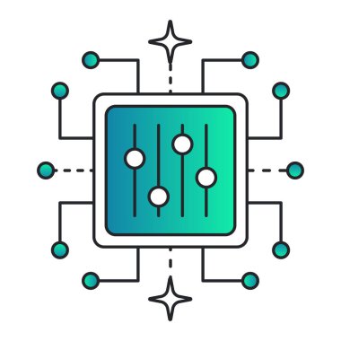 İnce Ayar Simgesi - Yapay Zeka Modelleri Özelleştiriliyor, Hiperparametre Ayarlaması, Yapay Model İyimserleştirmesi, Vektör Düzenleme Vuruşu Simgesi.