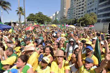 Demonstration called by the former president of Brazil Jair Bolsonaro (PL) held this Sunday (21), on Copacabana beach, in Rio de Janeiro. The act has as its agenda the defense of democracy and freedom.  clipart