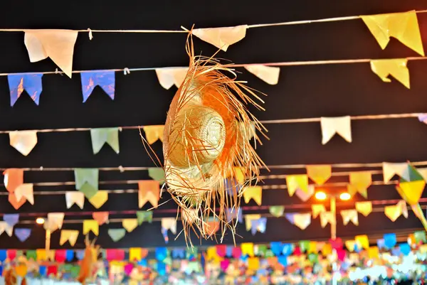 stock image Traditional straw hat for decoration. Brazilian festival of Sao Joao and Festa Junina. Known as 