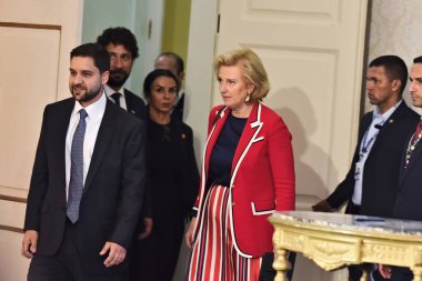 Avrupa ülkesinin Brezilya 'daki ekonomik misyonuna başkanlık eden Belçikalı Prenses Astrid, 28 Perşembe günü Guanabara Sarayı' nda düzenlenen bir törenle Rio de Janeiro vali yardımcısı tarafından karşılandı. Rio de Janeiro / Brezilya - 28.11.2024