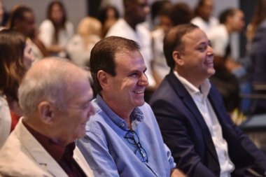 Rio de Janeiro, Brazi - 12.03.2024: The mayor of Rio de Janeiro, Eduardo Paes, during the delivery of the letter that officializes the candidacy of the cities of Rio de Janeiro and Niteroi to host the 2031 Pan American Games. clipart