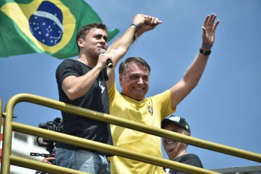Bolsonaro 'nun gösterisi bu Pazar günü Rio de Janeiro' daki Copacabana plajında yapıldı. Gösteri, 8 Ocak 'ta tutuklananlar için af için düzenlendi. Rio de Janeiro, Brezilya - 03.16.2025