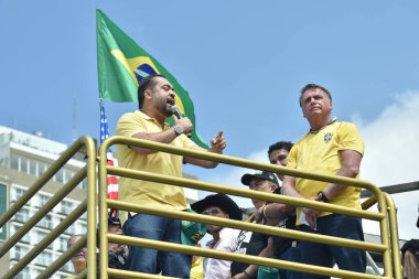 Bolsonaro 'nun gösterisi bu Pazar günü Rio de Janeiro' daki Copacabana plajında yapıldı. Gösteri, 8 Ocak 'ta tutuklananlar için af için düzenlendi. Rio de Janeiro, Brezilya - 03.16.2025