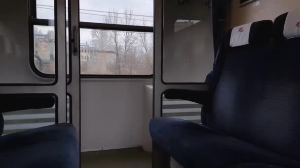 2022 Poland Katowice View Train Car Intercity Company Seats Logo — Stok video