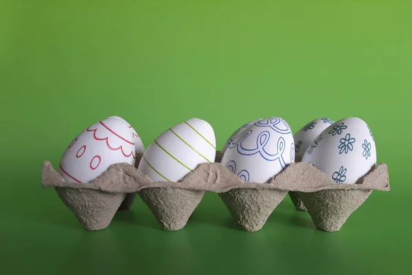 Set Uova Creatività Cucito Pasqua Prepararsi Vacanze Con Bambini Vassoio — Foto Stock