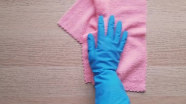 Processo Limpeza Casa Casa Limpa Profunda Conceito Dia Mão Luva — Vídeo de Stock