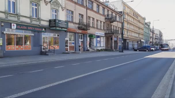 2023 Poland Sosnowiec Silesian Voivodeship Quiet Traffic Traffic Jams City — Stock Video