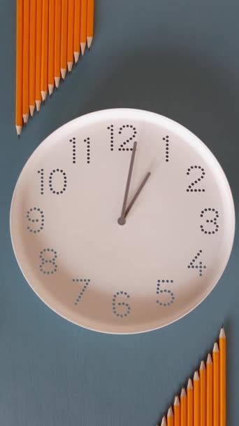 Godzina Pierwsza Dnia Czas Naukę Wracać Szkoły Zegarek Białym Zegarem — Wideo stockowe