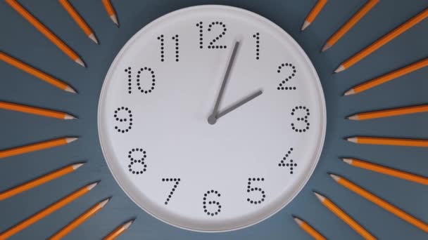 Las Tiempo Estudio Vuelta Escuela Buenas Tardes Reloj Con Esfera — Vídeo de stock