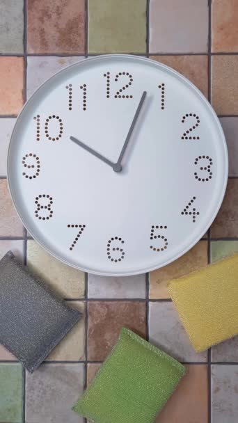 Oclock Morning Cleaning Time Clockwise Movement Clock Hands Ten Clock — Stock Video