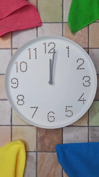 Horas Meio Dia Tempo Limpeza Timelapse Movimento Horário Ponteiros Relógio — Vídeo de Stock