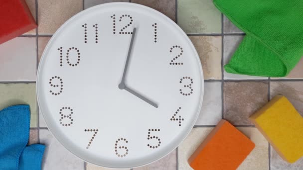 Oclock Cleaning Time Timelapse Clockwise Movement Clock Hands Four Oclock — стокове відео