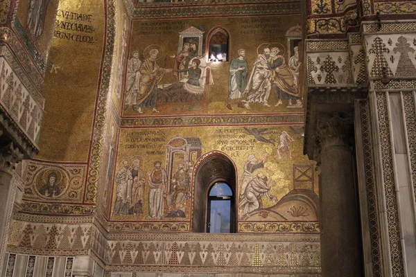 Mosaico Interior Catedral Monreale — Fotografia de Stock