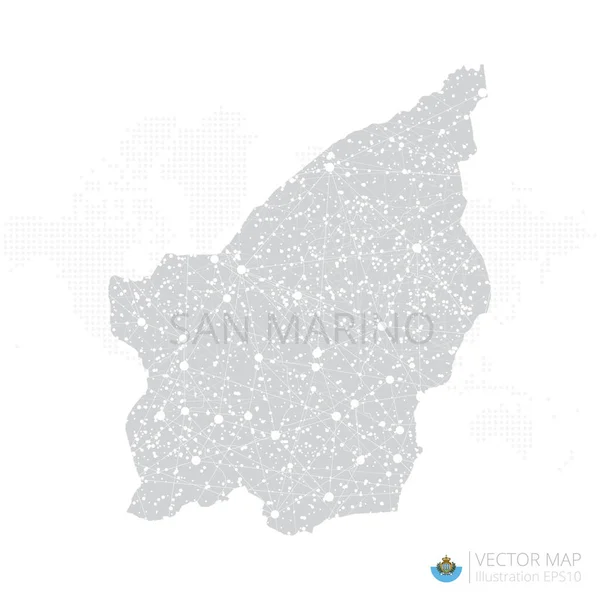 圣马力诺的灰色地图在白色背景上与抽象的网格线和点比例尺隔离 矢量图解Eps — 图库矢量图片