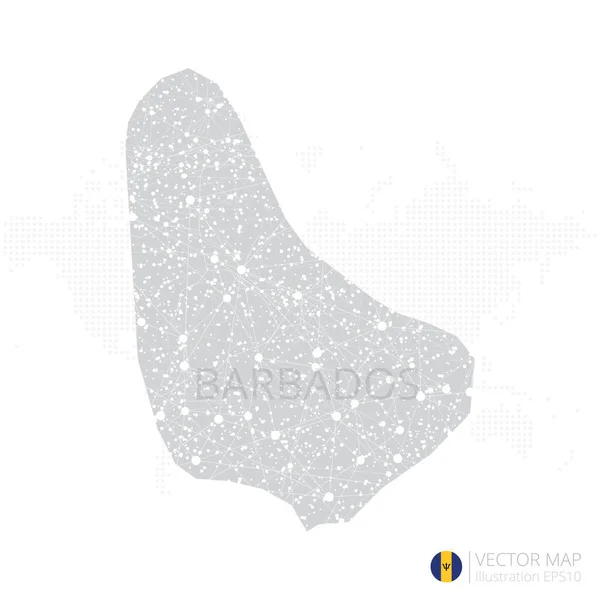 抽象的なメッシュラインとポイントスケールで白い背景に隔離されたバルバドス灰色の地図 ベクトルイラストEps — ストックベクタ