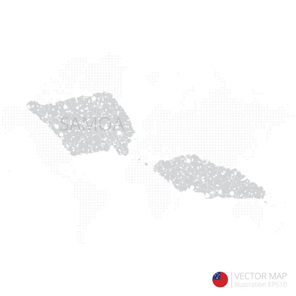 在白色背景上孤立的萨摩亚灰色地图 带有抽象的网格线和点比例尺 矢量图解Eps — 图库矢量图片