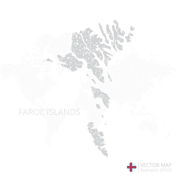法罗群岛的灰色地图在白色背景上与抽象的网格线和点比例尺隔离 矢量图解Eps — 图库矢量图片