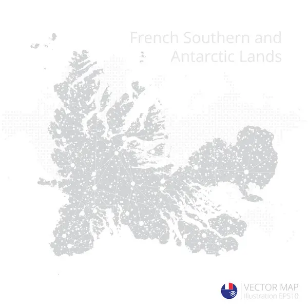 Franse Zuidelijke Antarctische Landen Grijze Kaart Geïsoleerd Witte Achtergrond Met — Stockvector