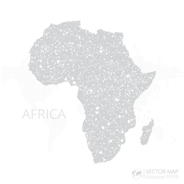 Africa Continent Map Isolated White Background Abstract Mesh Line Point — Stock Vector