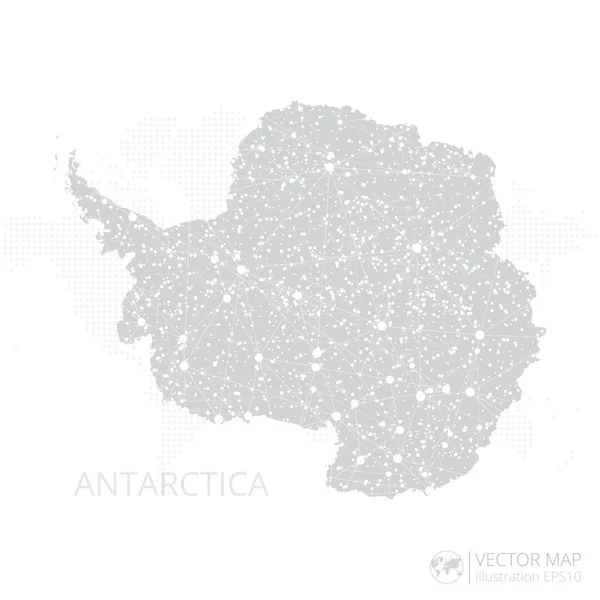 南極大陸の地図は 抽象的なメッシュラインとポイントスケールで白い背景に隔離された ベクトルイラストEps — ストックベクタ
