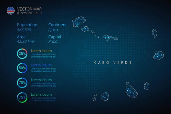 Kaapverdische Kaart Infographics Vector Template Met Abstract Geometrisch Mesh Polygonaal — Stockvector