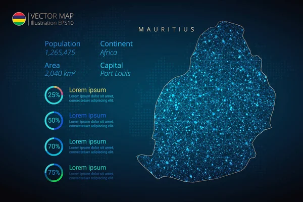 Mauritius Kaart Infographics Vector Template Met Abstract Geometrisch Mesh Polygonaal — Stockvector