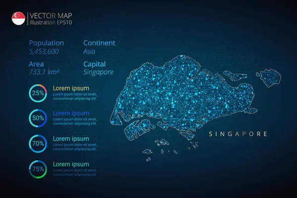 Singapur Mapa Infografías Vector Plantilla Con Malla Geométrica Abstracta Concepto — Vector de stock