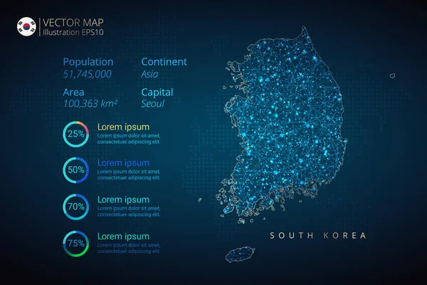 Zuid Korea Kaart Infographics Vector Template Met Abstracte Geometrische Mesh — Stockvector