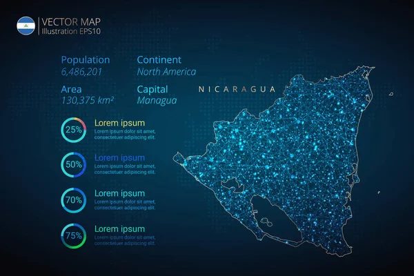 Nicaragua Kaart Infographics Vector Template Met Abstracte Geometrische Mesh Polygonaal — Stockvector