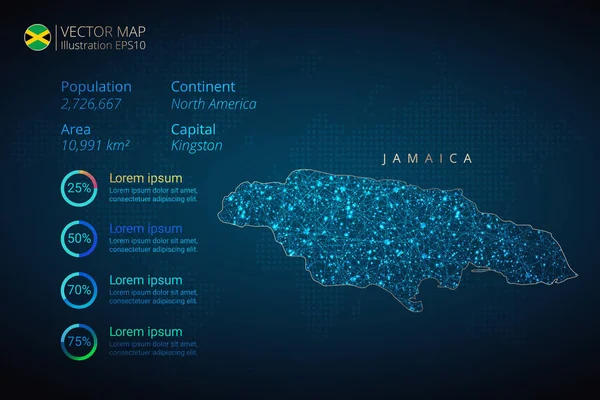 Jamaica Map Infographics Vector Template Met Abstract Geometrisch Mesh Polygonaal — Stockvector