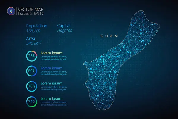 Guam Map Infographics Vector Template Met Abstract Geometrisch Mesh Polygonaal — Stockvector