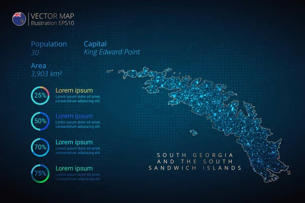 South Georgia South Sandwich Islands Map Infographics Vector Template Met — Stockvector